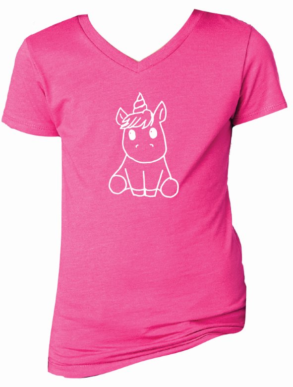 Kids Unicorn Raspberry V-Neck T-Shirt - the unicorn store