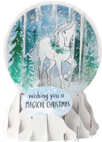 Magical Christmas Unicorn Snow Globe Pop Up Card - the unicorn store