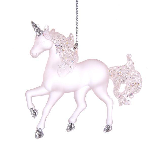 Matte Pink Unicorn With Glitter Ornament - the unicorn store