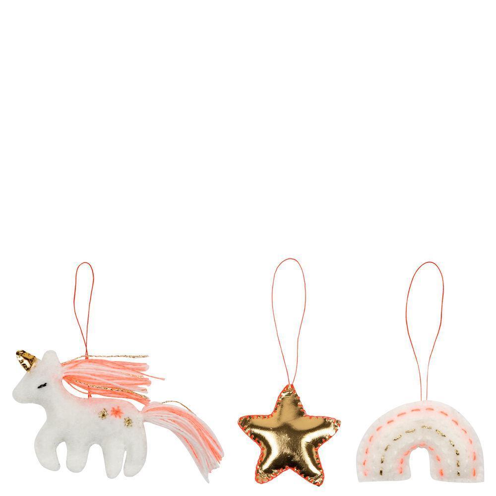 Mini Unicorn Fabric Ornaments - Set of 3 - the unicorn store