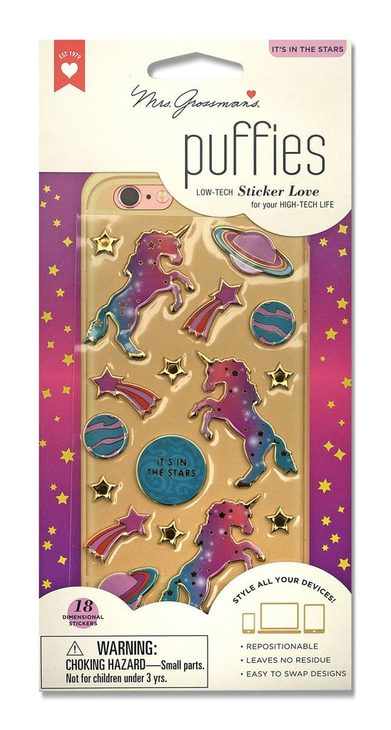 Stars & Planets Unicorn Puffy Stickers - the unicorn store