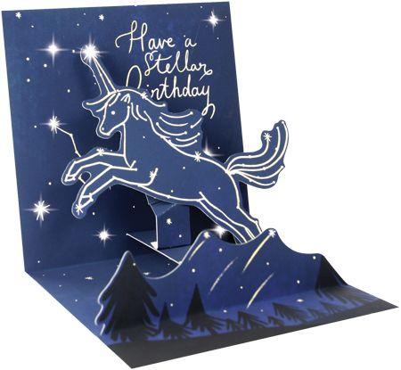 Unicorn Constellation Light Up Pop Up Birthday Card - the unicorn store
