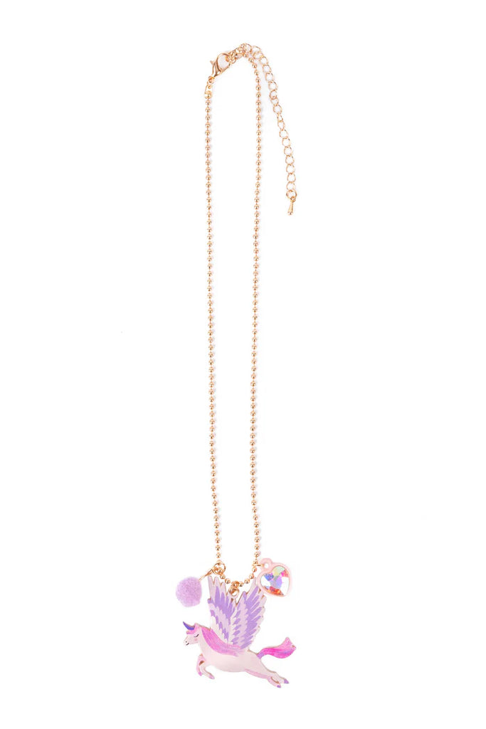 Necklace with a colorful pendant on a white background
