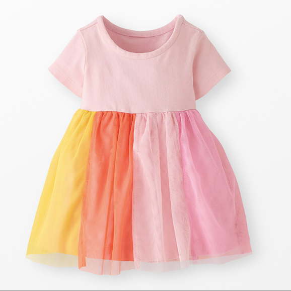 Short Sleeve Tulle Rainbow Dress by hanna Anderson 18-24 mos