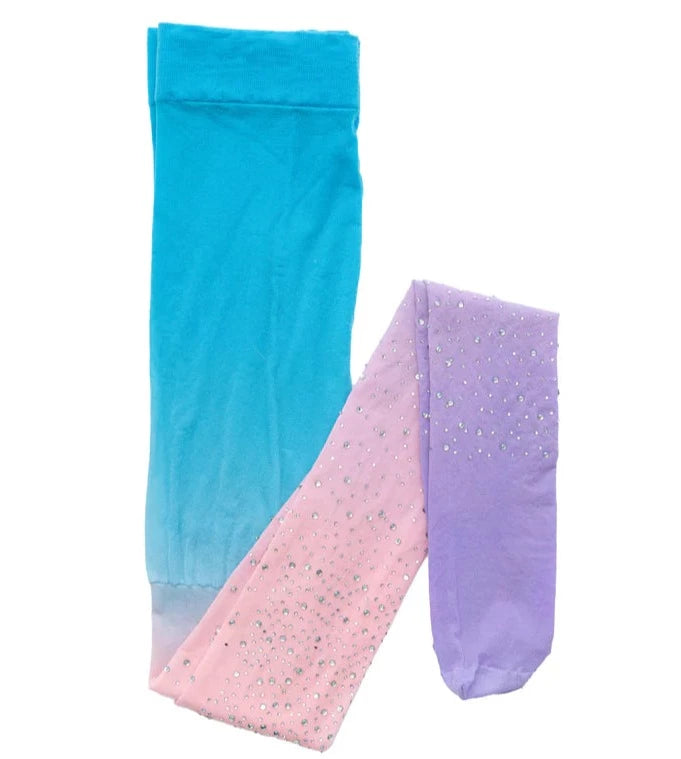 childrens rhinestone ombre pink and purple tights