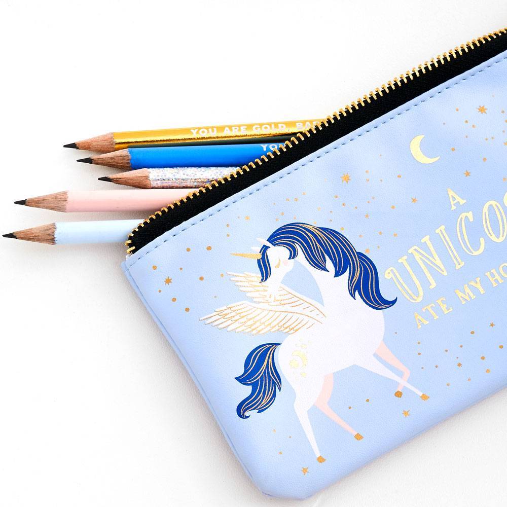A Unicorn Ate My Homework Lavender Pencil Case - the unicorn store