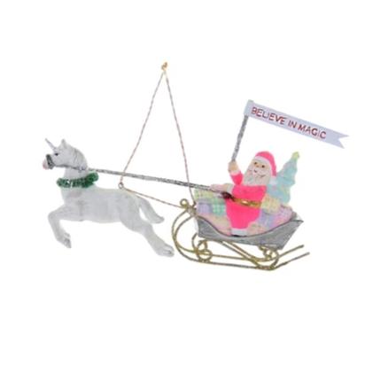 Believe In Magic Unicorn & Santa Sleigh Ornament - the unicorn store