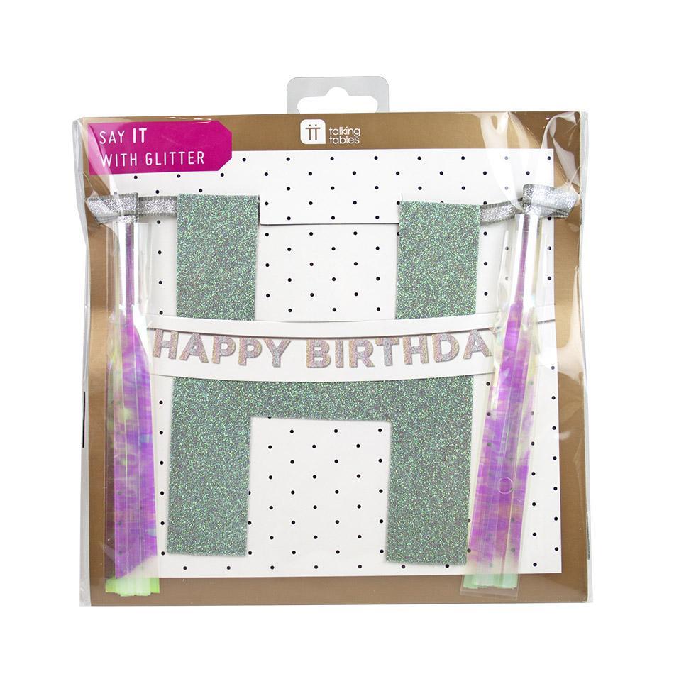 Happy Birthday Iridescent Glitter Banner - the unicorn store