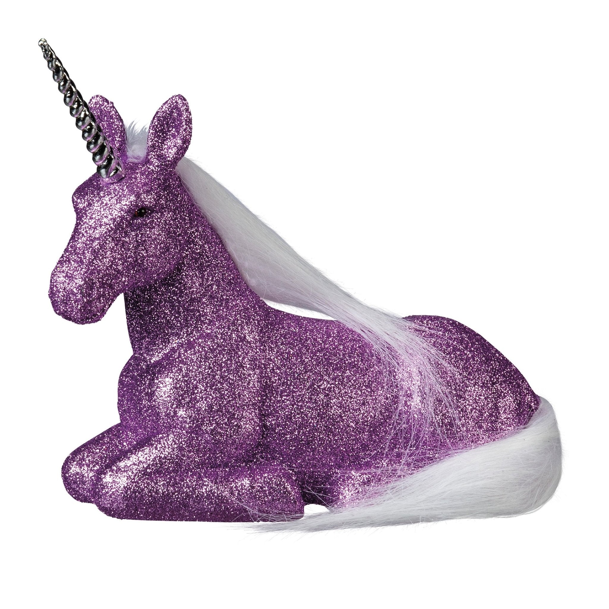 Laying Purple Glitter Unicorn Figure