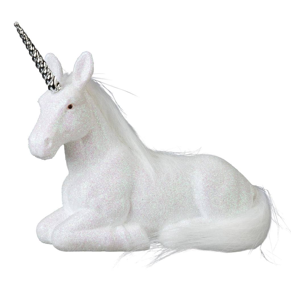 Laying White Glitter Unicorn Figure - the unicorn store