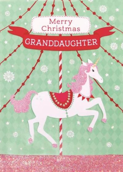 Personalised Daughter Santa And Unicorn Christmas Card