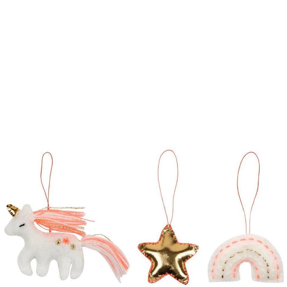 Mini Unicorn Fabric Ornaments - Set of 3 - the unicorn store