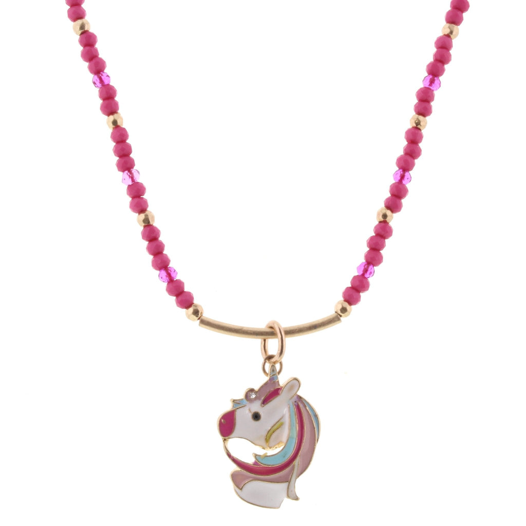 Multi Beaded Necklace With Gold Bar And Unicorn - the unicorn store