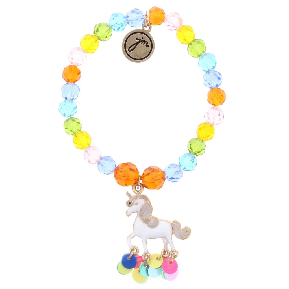 Multi Beaded Unicorn Bracelet with Sequin Dangle