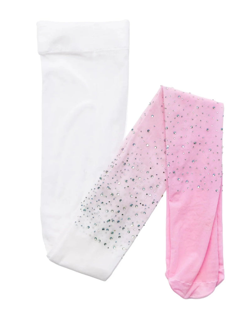 Ombre Rhinestone Tights Pink/White - Size Ages 3-8 yrs - the unicorn store