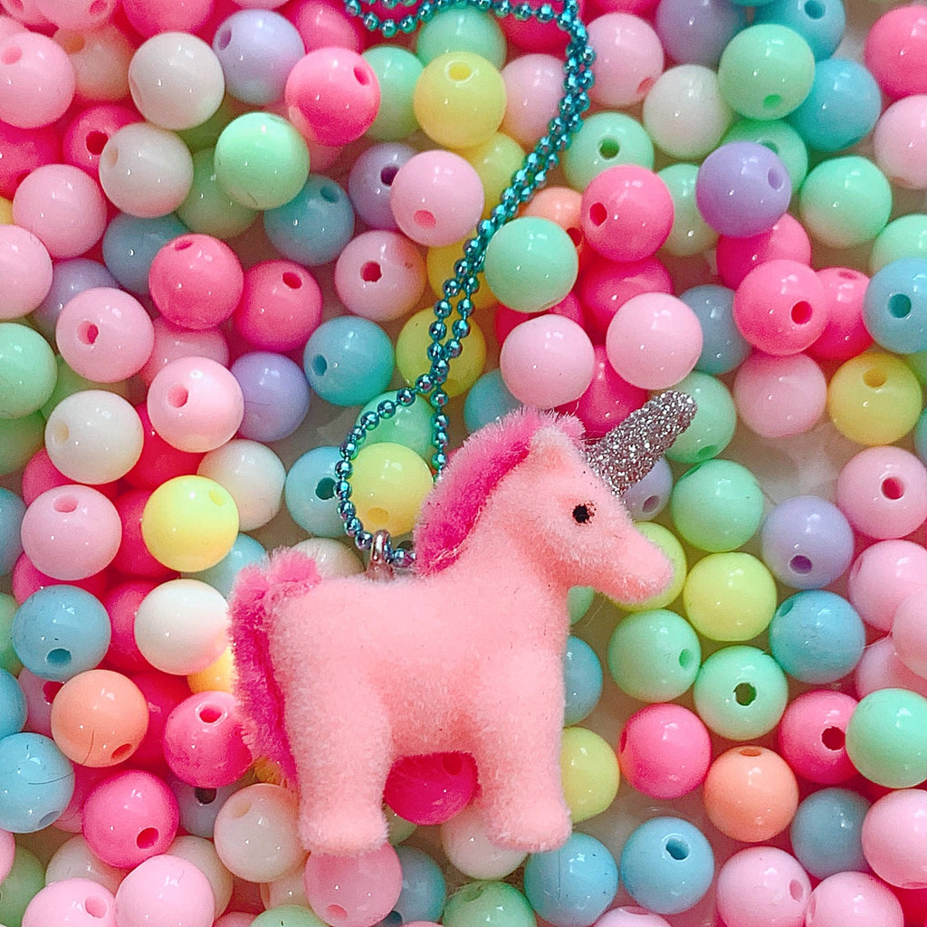 Pop Cutie Flocked Unicorn Necklace - the unicorn store