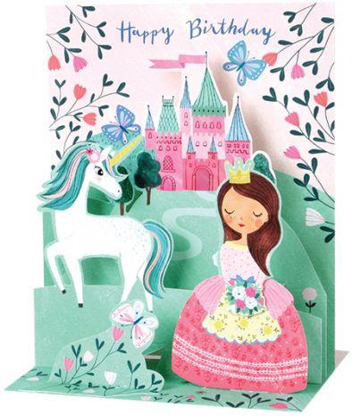 Princess & Unicorn Musical Pop-Up Birthday Card - the unicorn store
