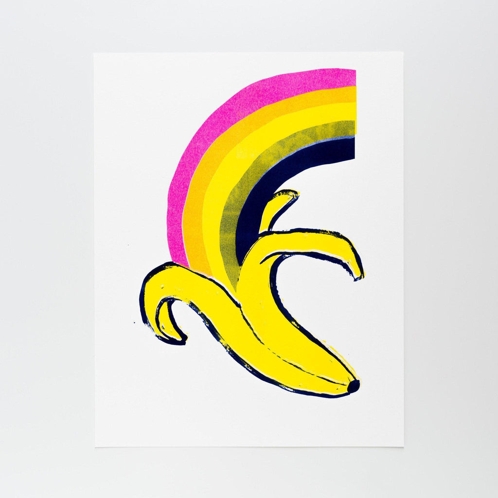 Rainbow Banana - Risograph Print - the unicorn store