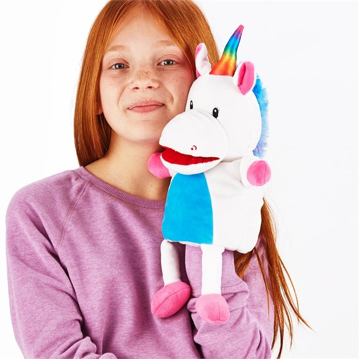 Rainbow Unicorn Hand Puppet - the unicorn store