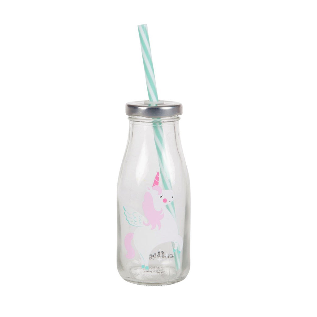 Rainbow Unicorn Mini Milk Bottle With Straw - the unicorn store