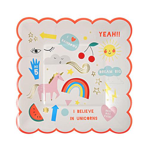 Rainbow & Unicorn Paper Plates Set of 8 - the unicorn store