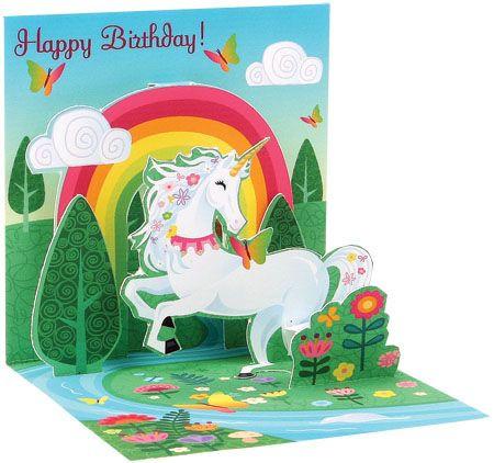 Spring Unicorn 3D Pop-Up Mini Birthday Card Trinket Size - the unicorn store