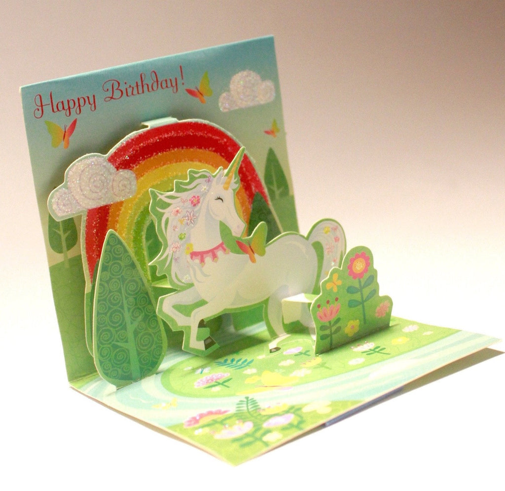 Spring Unicorn 3D Pop-Up Mini Birthday Card Trinket Size - the unicorn store