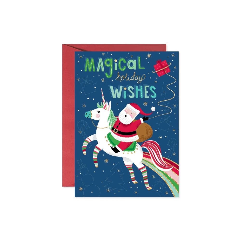 Unicorn and Santa Christmas Card - the unicorn store