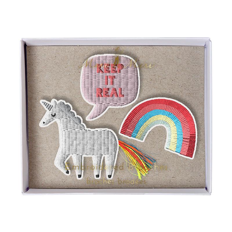 Unicorn Embroidered Pins - Set of 3 - the unicorn store