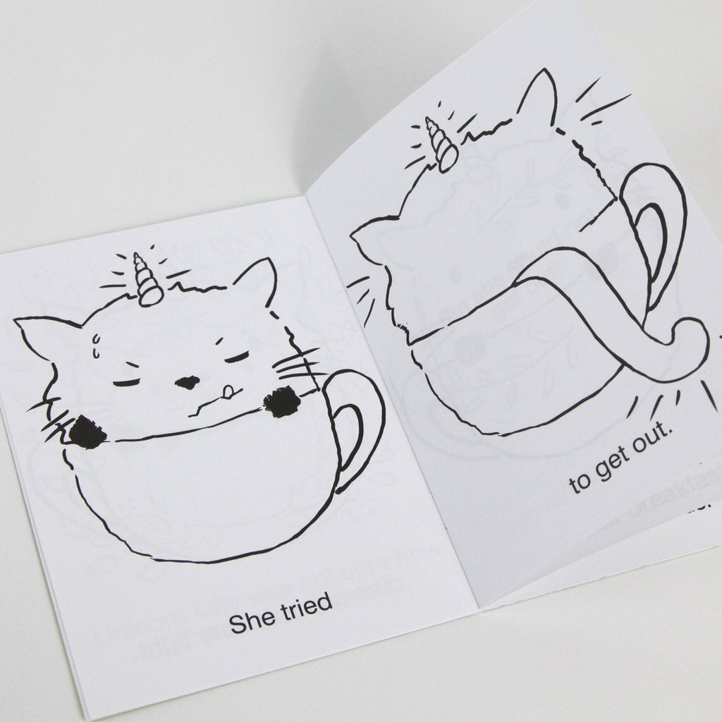 Unicorn Kitty in a Cup - Mini lou Coloring Book - the unicorn store